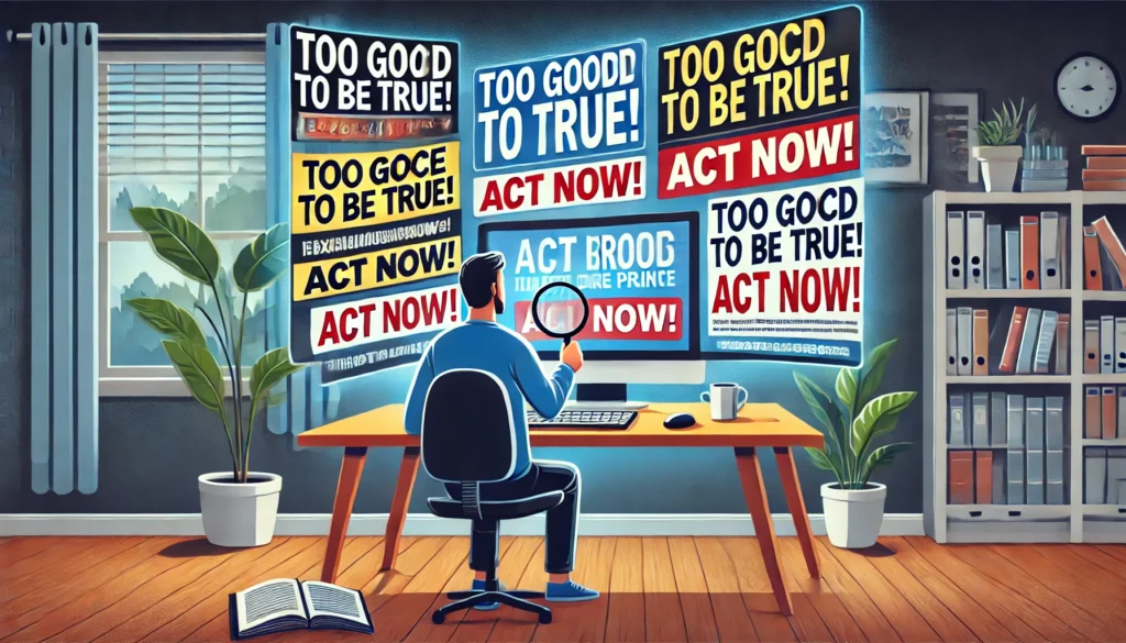 image showing researcher avoiding misleading advertisements 