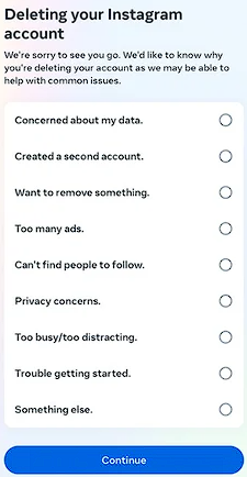 delete your instagram account