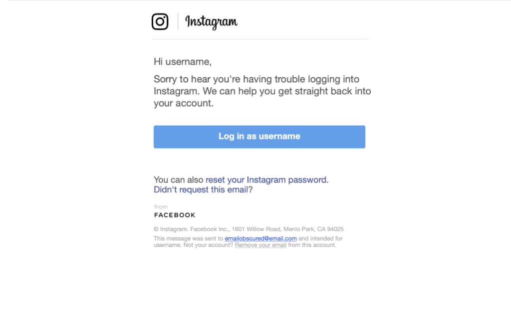 Recovering Instagram Account: Login as (username)”