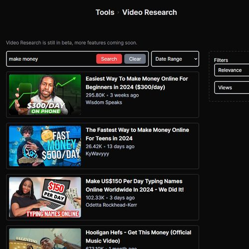 Using Video Research tool Tube Magic