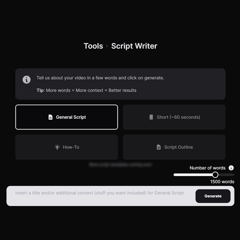 Script Writer Tool Tube Magic