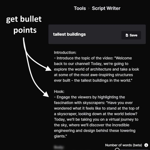 Only generating the Outline of the Script using Outline Script Writer