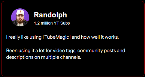 YouTuber Randolph's Tube Magic Review (1.2 million Subs)