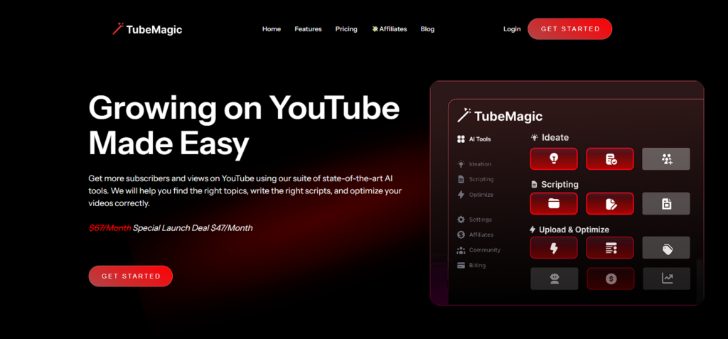 Tube Magic Website Homepage Screenshot
