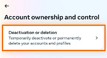 Deactivation and deletion in settings